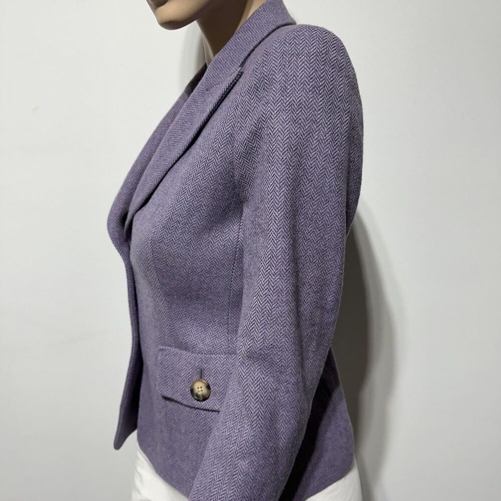 Michael Kors 100% Wool Herringbone Tweed Blazer Jacket Lavender Purple Size 2 - Picture 3 of 10